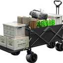 Collapsible Wagon Cart Foldable with Tailgate, 47" L 480lbs Capacity, Heavy Duty Beach Wagon with Wheels Brake, Shopping Carts for Grocery, Camping, Beach, Garden Cart