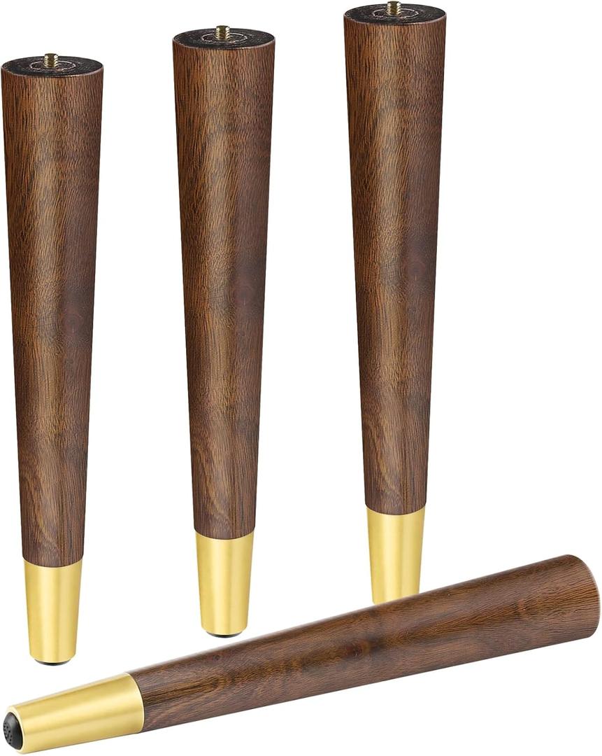 ALAMHI Wood Furniture Legs 16 inch - Coffee Table Legs - Mid Century Feet Replacement for Legs for Table - Coffee Table, Desk, Chair, Dresser, Ottoman, Cabinet, Bench Legs, Etc. Brown