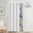 Vatge Magnetic Doorway Curtains with Rod - W52 x L76, 1 Panel, Grayish White, Light Filtering Door Curtain, Closet Door Alternatives, Easy to Access