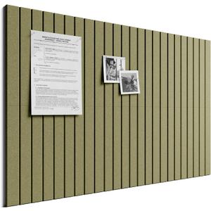 Bumusty Large Cork Board Alternative-36 x 24" Felt Bulletin Board Tiles, with 30 Pushpins, 40 Adhesive Tabs, Fine-Stripe 6-Pack, Cork Boards for Office Push Pin Board Felt Board-Olive Green