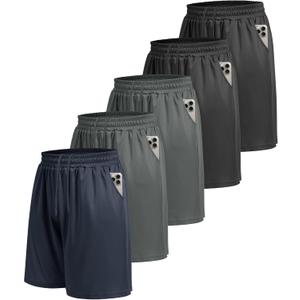 LalaHooK 5 Pack Gym Mens Shorts - Quick Dry Basketball Workout Athletic Shorts with Pockets for Running Casual Activewear (Small, 1-Black/Black/Dark Grey/Dark Grey/Navy Blue)