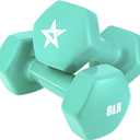 Yes4All Vinyl Hexagon Dumbbell - Dumbbells Set of 2 Hand Weights for Home Gym & Strength Training (D. 8 lbs - Bermuda - Pair)