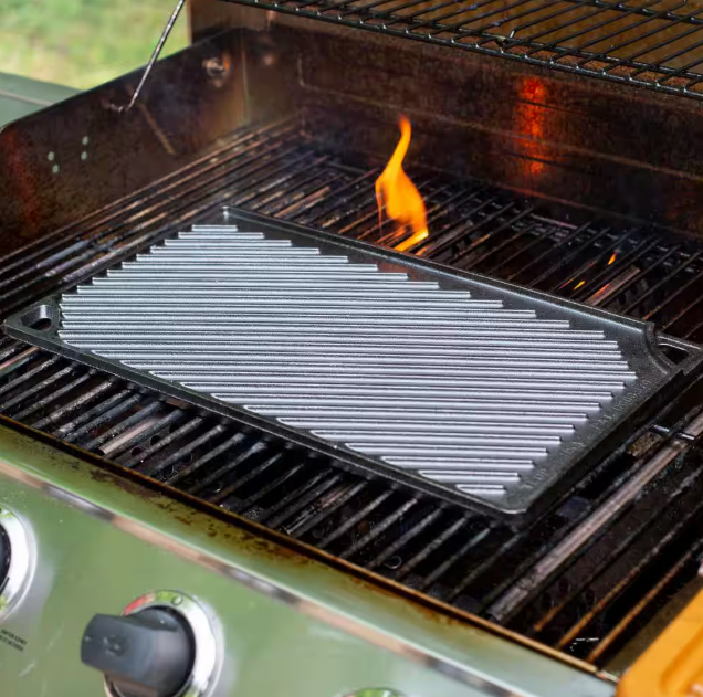 Double Play 16.75 in. Black Cast Iron Reversible Stovetop Griddle