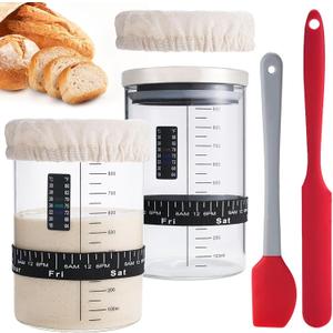 Sourdough Starter Jar, 34 OZ Large Wide Mouth Sour Dough Starter Jars Glass, Sourdough Starter Kit, Sourdough Bread Baking Supplies for Beginners and Pro, 2 Pack
