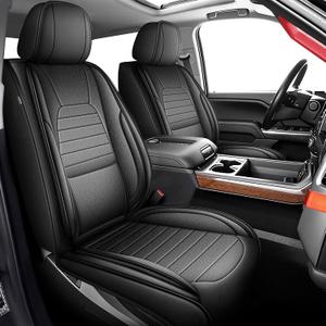 Silverado Seat Covers Fit for Chevy Silverado GMC Sierra 1500 2500HD 3500HD Trail Boss Z71 2007-2026 Crew Double Extended Cab Waterproof Leather Truck Seat Covers (129-Black/Full Set)