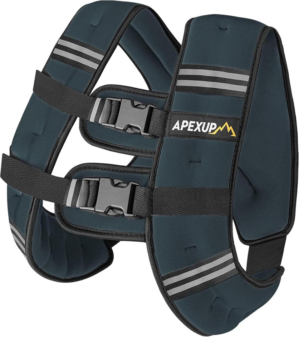 APEXUP Weighted Vest with Weights and Reflective Stripe, Weight Vest Men Women for Workout, Strength Training, Running (Steel Blue, 20lbs)