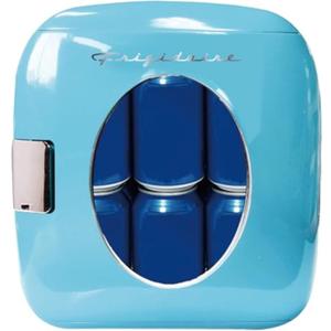 Frigidaire Retro Mini Portable Compact Personal Fridge, 9 Liter Capacity Chills 12 Cans, 100% Freon-Free & Eco Friendly, Includes Plugs for Home Outlet & 12V Car Charger - Blue, standard