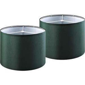 GOSO Set of 2 Medium Green Lamp Shades for Table Lamp Shade Replacement,13" Top 13" Bottom 10" HeightEasy Assembly-Spider Lampshades Natural Fabric Decorative-Small Floor Lampshade for Living Room