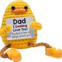 3 x Emotional Support Duck Positive Crochet Animals Fathers Day Birthday Gifts for Dad Men from Daughter Wife Son Stocking Stuffers Love Dad Office Desk Decor Encouragement