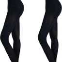 2-Pack Slightly Transparent Tights for girls & women, High Elasticity Sheen Pantyhose, For Work Dance Casual. (Black, XL)