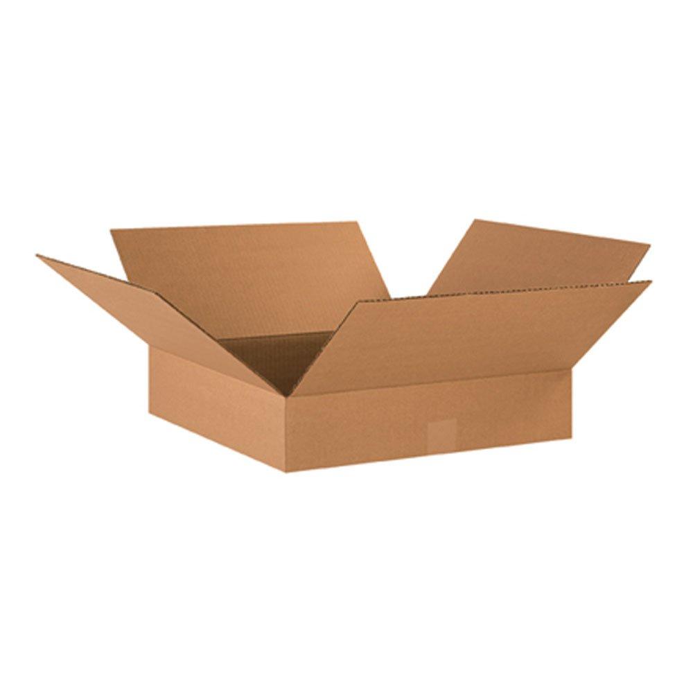 BOX USA 18184 Flat Corrugated Cardboard Box 18" L x 18" W x 4" H, Kraft, For Shipping, Packing and Moving (Pack of 25)