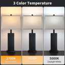 27.5" Black Lamps Set of 2, Modern Farmhouse Bedroom Lamp for Nightstand with USB Charging Port, Natural Wooden Base Table Lamp for Living Room, Wood Table Lamp for Bedside, Bulbs Included (Black)