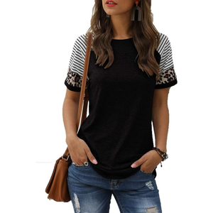 Adibosy Women Summer Casual Shirts: Short Sleeve Striped Tunic Tops - Womens Crew Neck Tee Tshirt Blouses, M
