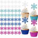 Marspark 48 Pieces Snowflake Cupcake Toppers Picks Frozen Cake Decorations winter cake Topper for Baby Shower Birthday Party