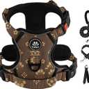 IVY&LANE No Pull Dog Harness with Leash Set, Reflective No Choke Pet Vest,Adjustable Oxford Dog Vest Harness with Easy Control Handle for Medium Dogs (Dark Brown,M)