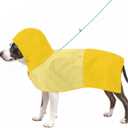 Dog Raincoat, Waterproof Dog Rain Jacket with Hood, Rain Coat for Large Dogs with Leash Hole, Raincoat Extended Dog Poncho Coverage to The Leg, Easy On/Off Rainwear Yellow, L