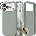 GONEZ Magnetic for iPhone 17 Pro Max Case, Compatible with MagSafe, [Screen Protector + Camera Lens Protector], Liquid Silicone Anti-Scratch Shockproof Protective Phone Case 6.9 inch, Calke Green