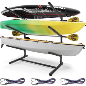 Kayak Storage Rack, Heavy Duty Freestanding Kayak Racks for Garage and Outdoor Storage, Storage Rack Adjustable for Kayak, Canoe, Surfboard & Paddle board