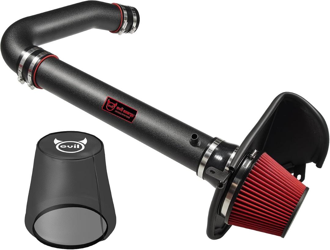 EVIL ENERGY Cold Air Intake Compatible for 2011-2023 Chrysler 300/300C, for 2011-2023 Dodge Challenger/Charger 3.6L, No Cutting or Drilling Needed, Includes Heat Shield & Pre-Filter, Black