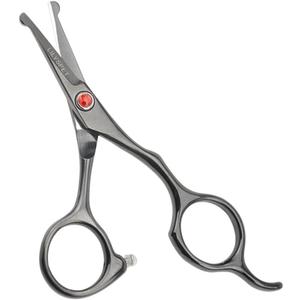 LILYS PET 5.0" Right-Handed Round-Tip Pet Grooming Scissors, Stainless Steel Small Ball Tip for Nose, Ear, Face, Paw Hair for Dogs and Cats (Black)