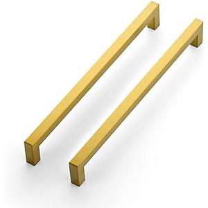 Ravinte 5 Pack 10 Inch Square Cabinet Handles - Brushed Brass Drawer Pulls, Kitchen Hardware, Handles for Cabinets, Cupboards and Drawers