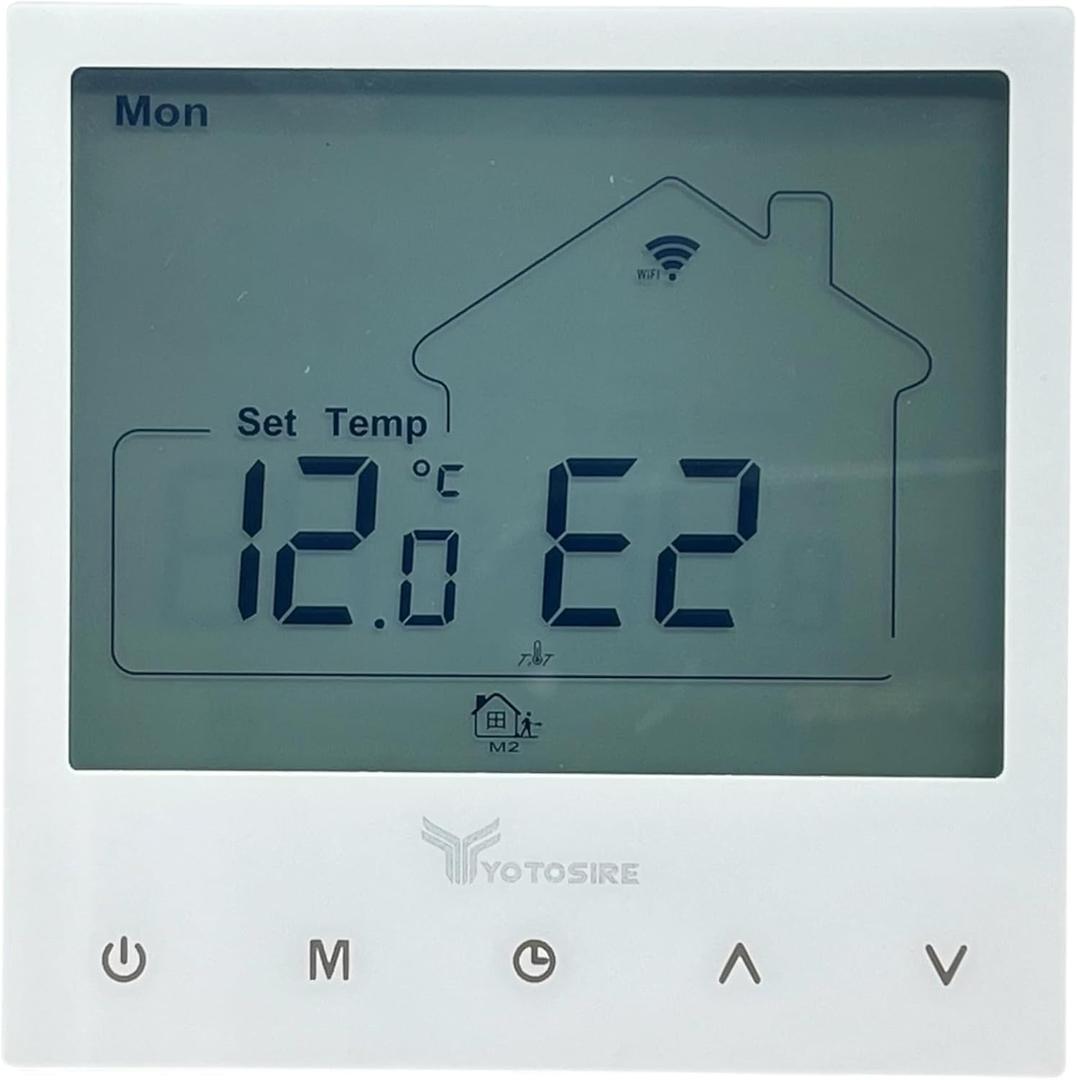 WiFi Programmable Thermostat for Radiant Floor Heating - 120V/240V Dual Voltage, Smart Home with Floor and Air Sensor, Touchscreen Display, Energy Saving
