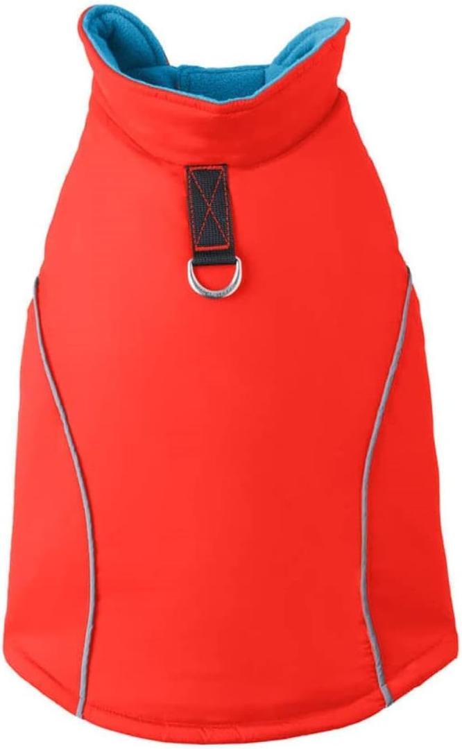 Gooby - Sports Vest, Fleece Lined Small Dog Cold Weather Jacket Coat Sweater with Reflective Lining, Orange, Large (Large chest (~19.5"))