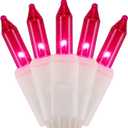 WATERGLIDE 2 Pack Valentine's String Lights, 50 Count 11.5FT White Wire Mini Incandescent Christmas Fairy Light, UL Certified for Patio Wreath Garland Garden Easter Holiday Outdoor Indoor Decor, Pink