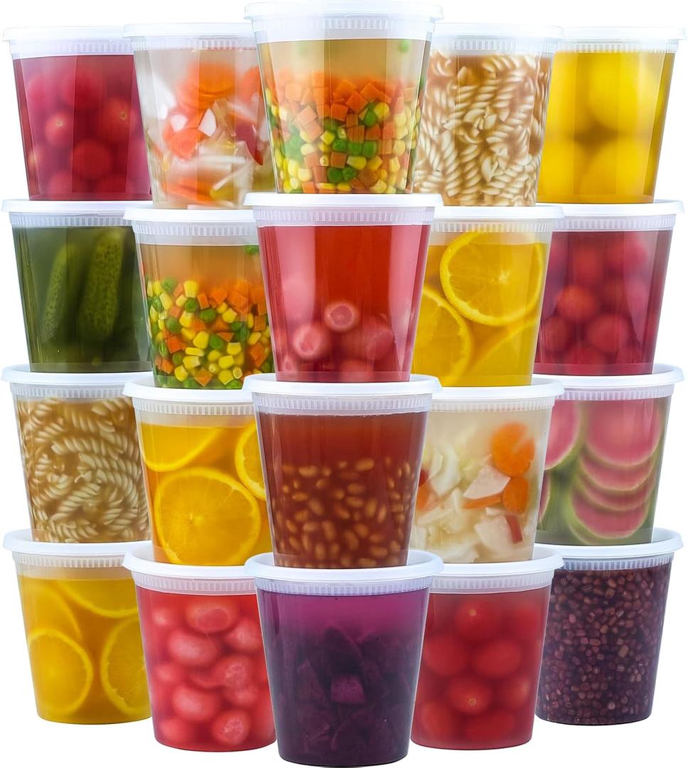 Dealusy 50 Set 32 oz Deli Containers with Lids, Leak-Proof BPA Free Plastic Take Out Bowls, Food Storage Containers for Takeout Meal Prep Storage, Freezer, Microwave & Dishwasher Safe