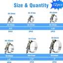 12pcs Hose Clamp Set, T-bolt Radiator Heavy Duty Hose Clamps 6 Size 3/4"~ 2" Working Range 28-64mm, 304 Stainless Steel Turbo Intake Soft Hose Intercooler Clamps