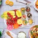 2 Pcs Serving Platters and Trays, 16" x 10" Rectangle Melamine Serving Platter Large Servings Dishes White Reusable Tray for Wedding Decor Snack Fruit Desserts Pantry Organization