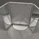 deweisn Floor Mount Tri-Fold Lighted Vanity Mirror with 21 LED Lights, Touch Screen and 3X/2X/1X Magnification, Two Power Supply Modes Make Up Mirror, Travel Mirror (White)