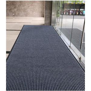 Brush Step Large Front Door Mat 3'x10' Outdoor Indoor Commerical Entrance Mat Doormat Striped Low Profile Rubber Back Heavy Duty and Easy to Clean Gray
