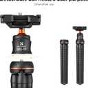 K&F CONCEPT Mini Tripod Stand, Flexible Camera Cellphone Tripod with Bluetooth Remote, 1/4'' Screw with Phone Holder&Cold Shoe, 6.6lbs Max Load Compatible with Smartphone/Canon Nikon Sony Camera, Black