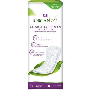 Organyc 100% Organic Cotton Inside and Out Light Incontinence Liners for Bladder Leakage Control, FSA/HSA Eligible, Ultra Thin, Light Flow, 24 Count