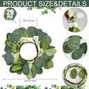 20 PCS Candle Rings - Artificial Eucalyptus Leaves Candle Wreaths Greenery for Pillar Fireplace Wedding Table Centerpieces Farmhouse Home Kitchen Decor