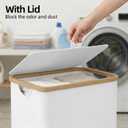 efluky Laundry Hamper with Lid, 100L Tall Laundry Basket with Bamboo Handles for Clothes and Toys, Collapsible Laundry Hamper with Inner Bag for Bedroom and Bathroom, White