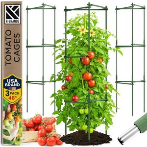 Tomato Cage - Trellis Stakes and Plant Support Structures for Vegetables and Climbing Plants - Tall Tomato Cages for Garden, Pots, Raised Garden Bed Outdoor (3 Pack - Up to 48 Inches)