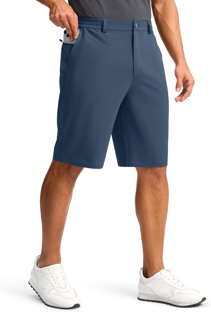 G Gradual Casual Shorts for Men 11" Lightweight Men's Golf Shorts Stretch with 3 Pockets Quick Dry Summer Breathable Shorts (Blue, XL)