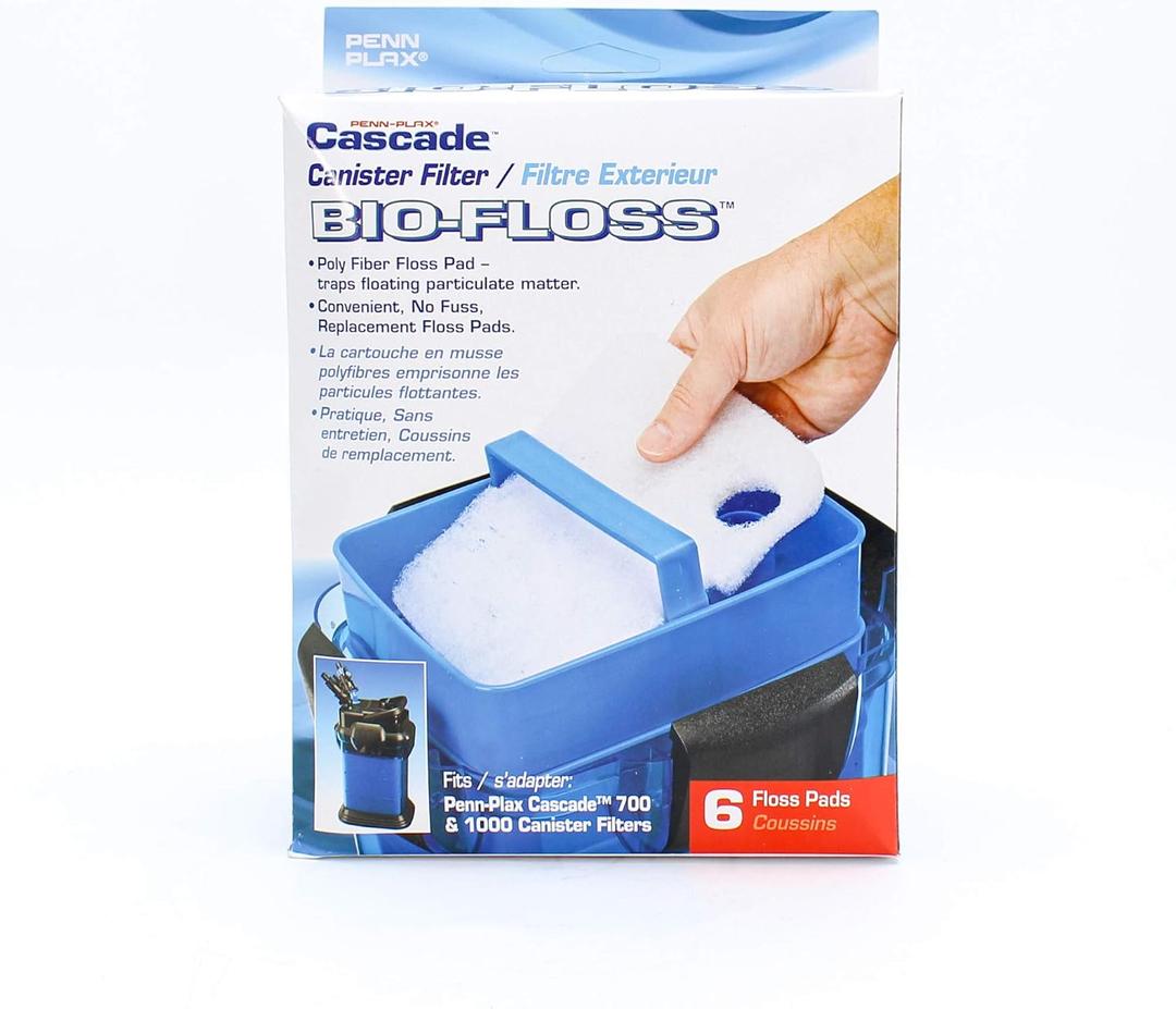 Penn-Plax Cascade 6 Pack Bio-Floss Replacement | Poly Fiber Floss Pads for Cascade 700 & 1000 Canister Aquarium Filters