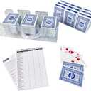 DNB Canasta Card Game Set - Includes 9 Decks of Blue Scored Playing Cards a Revolving Card Tray 50-Page Score Pad and Game Instructions