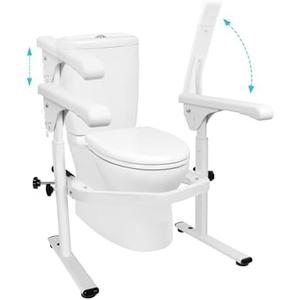 Toilet Safety Rails for Elderly (520 lbs), Handicap Toilet Rails with Foldable Handles, Toilet Assist Rails, Toilet Rails for Seniors, Heavy Duty Toilet Safety Frames Rails with Arms,Christmas