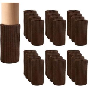 24 PCs Furniture Leg Socks - Coffee Knitted Furniture Socks, Double Thickness Chair Leg Floor Protectors, High Elastic Chair Leg Covers Furniture Caps Set, Move Easily and Reduce Noise