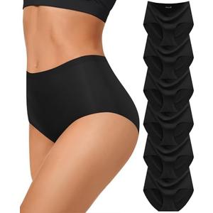 Twocall Women Underwear Seamless No Show Full Coverage Briefs Invisible High Waisted Soft Breathable Panties 6 Pack Size XL