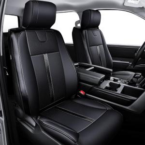 Carlimeki Leather Seat Covers Custom Fit for Tundra 2026 2025 2024 2023 2022 CrewMax SR, SR5, Limited, Platinum, 1794 Edition, TRD Pro, Capstone - Carbon Fiber - Premium Faux Leather Fully Covered