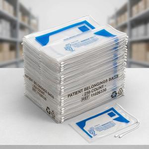 250-Pack Patient Belongings Bags – Clear LDPE Drawstring Bags for Hospitals, Nursing Homes, & Personal Storage
