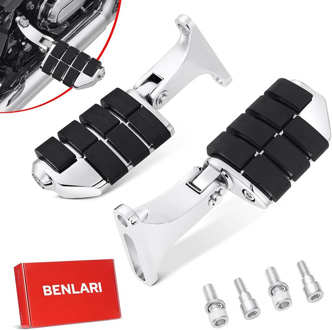 Passenger Foot Pegs, Passenger Mini Footboard Footpegs Fit for Harley Davidson Touring Road King Electra Glide Road Glide Street Glide 1993-2024 (Chrome)