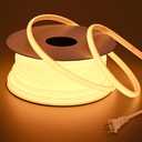 AC 110V COB LED Strip Lights Outdoor Waterproof 65.6ft, 2700K Warm White Super Bright 200W CRI 90+ LED Rope Light, IP65 Flexible Cuttable, for Bedroom, Garden, Commercial House