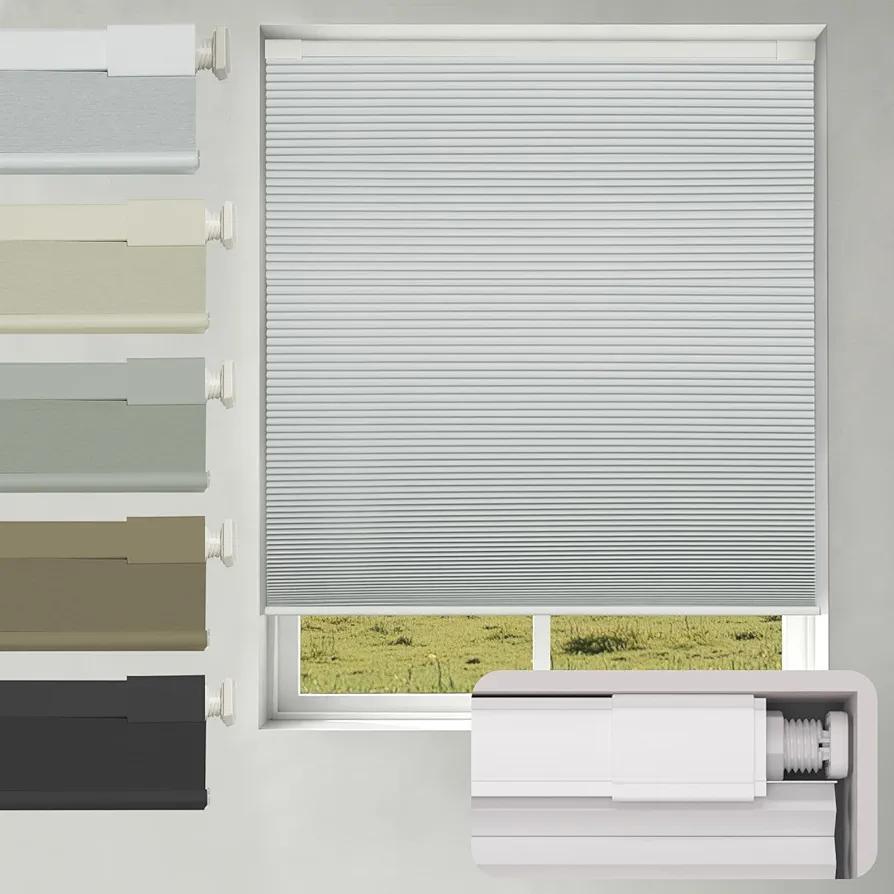 Changshade No Drill No Tools Blackout Cellular Shades,Cordless Blinds for Indoor Windows,Room Darkening Window Shades Honeycomb Blinds for Bedroom,Office,Home,16" w x 36" h,White
