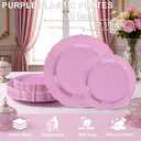 Tinybee 60PCS Light Purple Plastic Plates - Heavy Duty Purple Disposable Plates with A Pink Hue, Elegant Plastic Plates for Wedding and Party Including 30 Dinner Plates 10'' & 30 Dessert Plates 7.5''